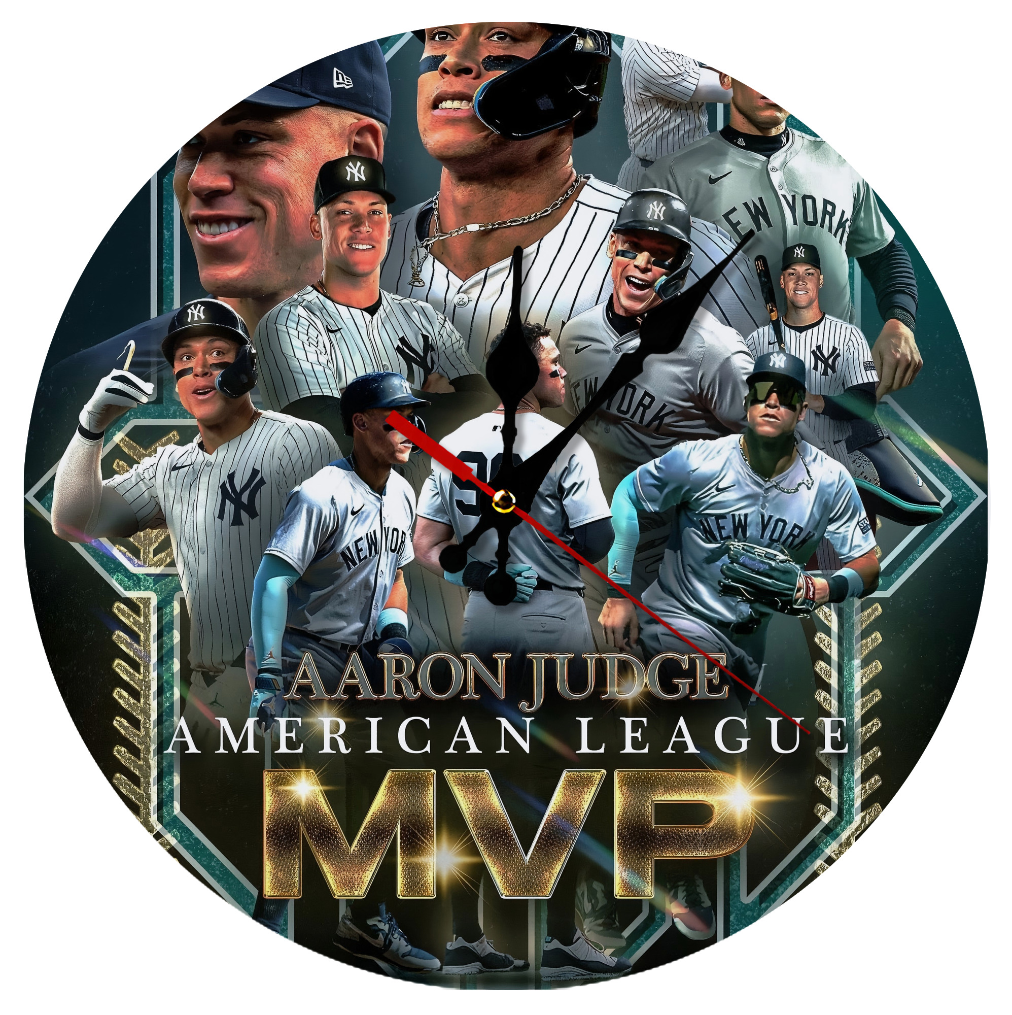 Aaron Judge MVP Silent Round Wall Clock – Modern & Stylish DIY Design, Durable Wood Construction, Easy To Install – Perfect For Office, Bedroom, Living Room, And More